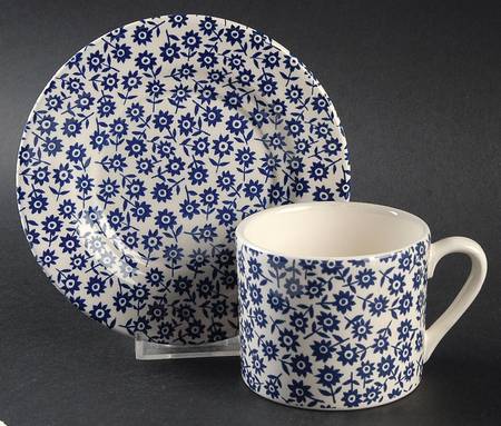 Calico Blue Flat Cup & Saucer Set