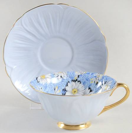 Blue Daisy Footed Cup & Saucer Set