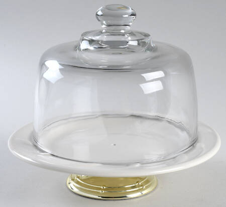 Sorrento Ivory 6 1/2"-7 1/2" Footed Cheese Plate w/ Glass Dome HC