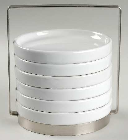 Aquavit Bread & Butter Plates & Caddy - Set of 6