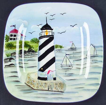 Nantucket Shoreline (Handpainted) Square Luncheon Plate
