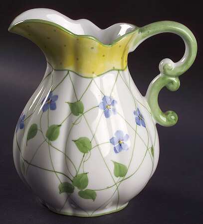 Polka Dot and Trellis Yellow 32 Oz Pitcher