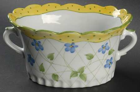 Polka Dot and Trellis Yellow 7" Planter