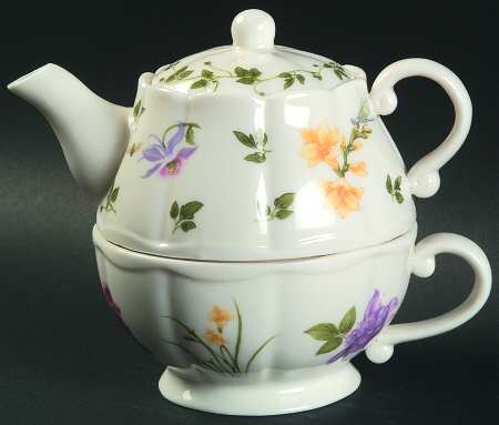 Floral Bouquet Individual Teapot & Lid with Cup