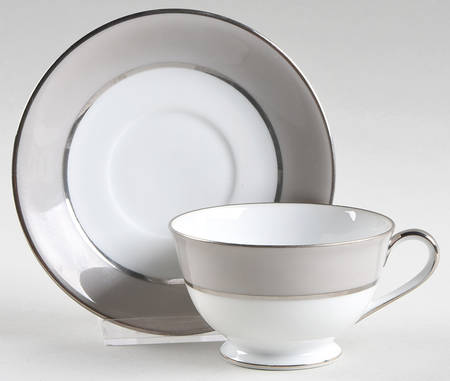 Gray Coral Footed Cup & Saucer Set