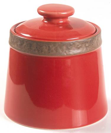Rustic Cranberry Sugar Bowl & Lid