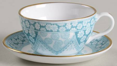 Primrose Blue Green Miniature Cup and Saucer Set