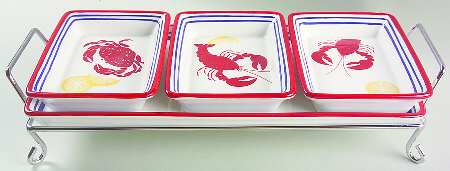 Nantucket 5pc Motif Hors d'Oeuveres Set-Has a Tray&Stand