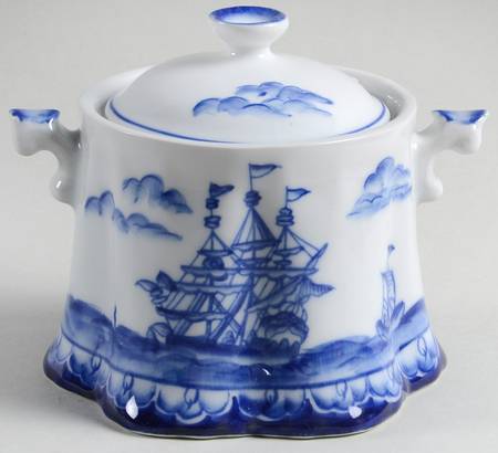 Blue Export Sugar Bowl & Lid