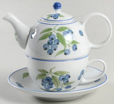 Blueberries Individual Teapot & Lid with Cup