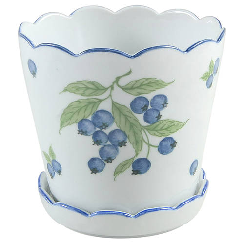 Blueberries 5" Flower Pot & Underplate