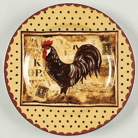 Retro Rooster Salad/Dessert Plate