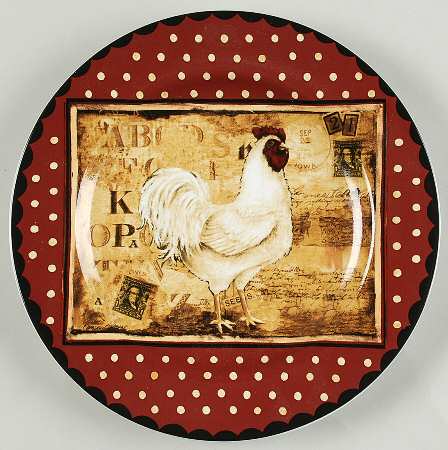 Retro Rooster Salad/Dessert Plate