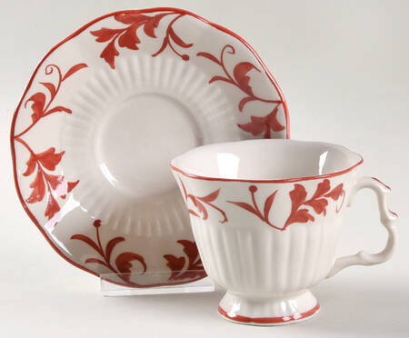 Red Leaf Footed Cup & Saucer Set