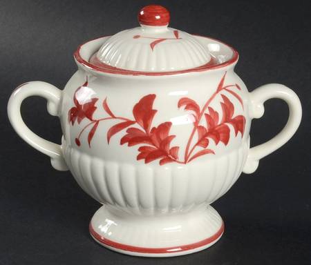 Red Leaf Sugar Bowl & Lid