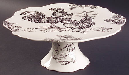 Barnyard Toile 13" Diameter Pedestal Cake Stand by Sadek
