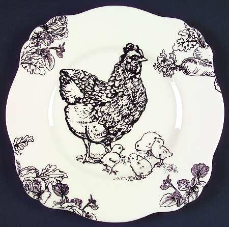 Barnyard Toile Square Luncheon Plate by Sadek