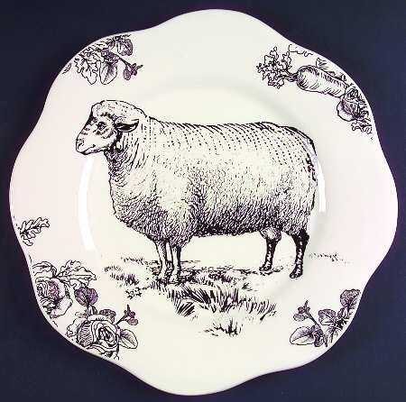 Barnyard Toile Large Dinner Plate by Sadek