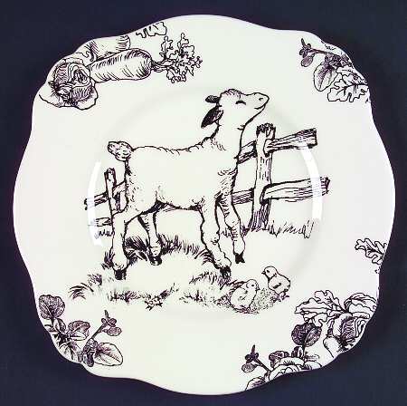 Barnyard Toile Square Luncheon Plate by Sadek