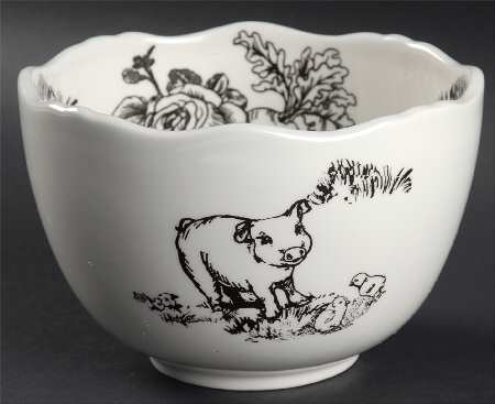 Barnyard Toile Soup/Cereal Bowl
