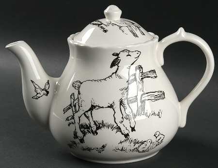 Barnyard Toile Teapot & Lid