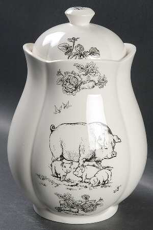 Barnyard Toile Large Canister & Lid