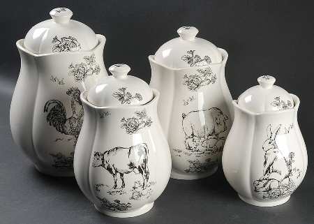 Barnyard Toile (4 Piece) Canister Set (Box Set)
