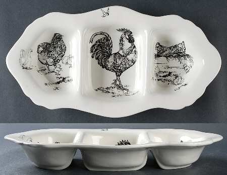 Barnyard Toile 3-Part Oval Divided Server by Sadek