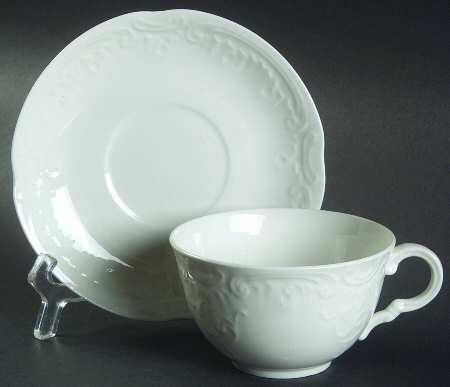 Imperial Geddo (White) Flat Cup & Saucer Set