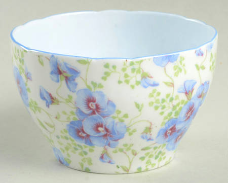 Blue Pansy Chintz Mini Open Sugar Bowl