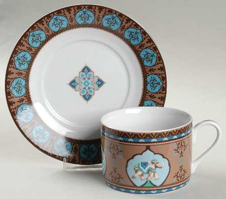 Java Blue Flat Cup & Saucer Set