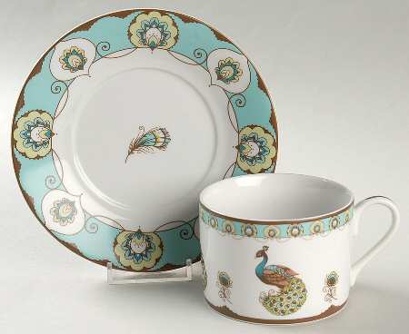 Peacock Flat Cup & Saucer Set