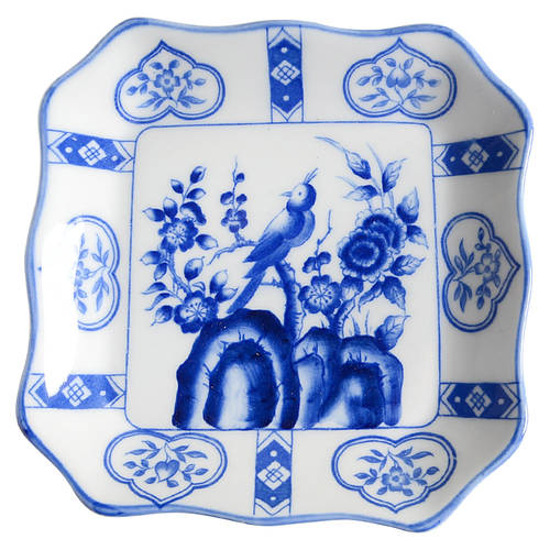 Blue and White Square Salad Plate