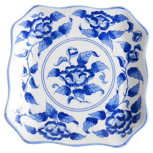 Blue and White Square Salad Plate