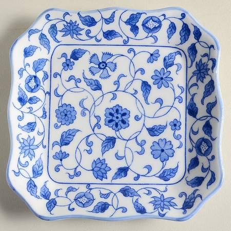 Blue and White Square Salad Plate