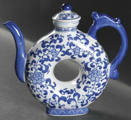 Blue and White Donut Teapot & Lid