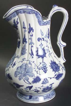 Blue and White 12" Pitcher Vase