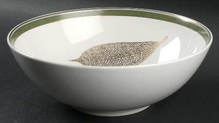 Gold Leaves 9" Round Vegetable Bowl
