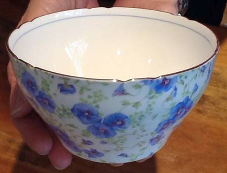 Blue Pansy Chintz (Gold Trim) Open Sugar Bowl