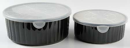 Eclipse Black (Set of 2) Ceramic Storage Bowls