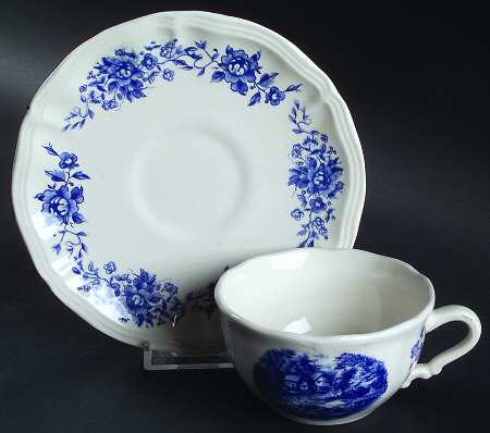 Romantic Blue Flat Cup & Saucer Set