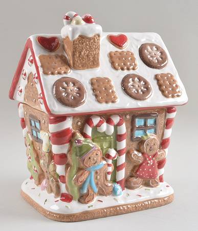 Homemade Holidays House Cookie Jar & Lid