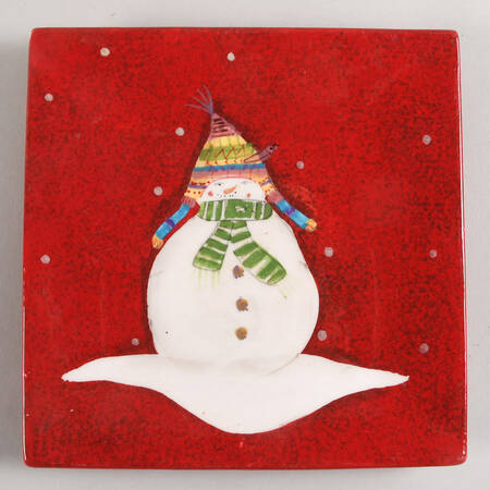 Snowmates Red Square Salad Plate