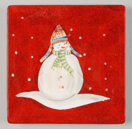 Snowmates Red Square Salad Plate
