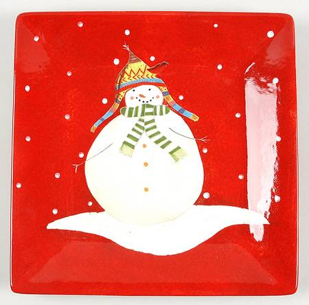 Snowmates Red Square Dinner Plate