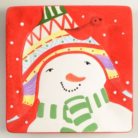 Snowmates Red Square Salad Plate