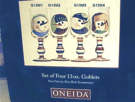Snowmen Portraits (Hand Painted) 13 Oz Glassware Goblet