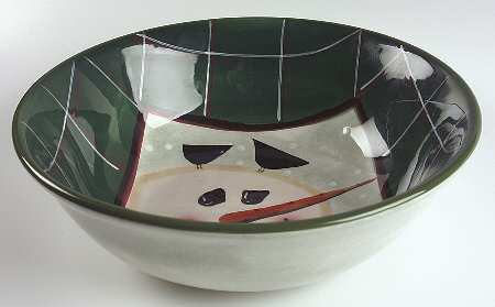 Snowmen Portraits (Hand Painted) 11" Large Salad Serving Bowl