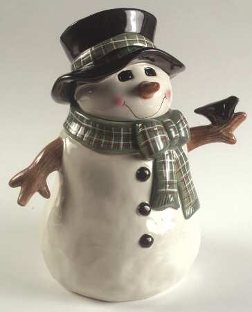 Snowmen Portraits (Hand Painted) Figural Cookie Jar & Lid