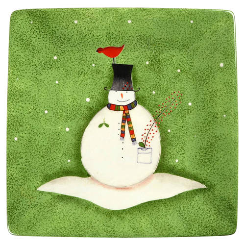 Snowmates Green Square Dinner Plate